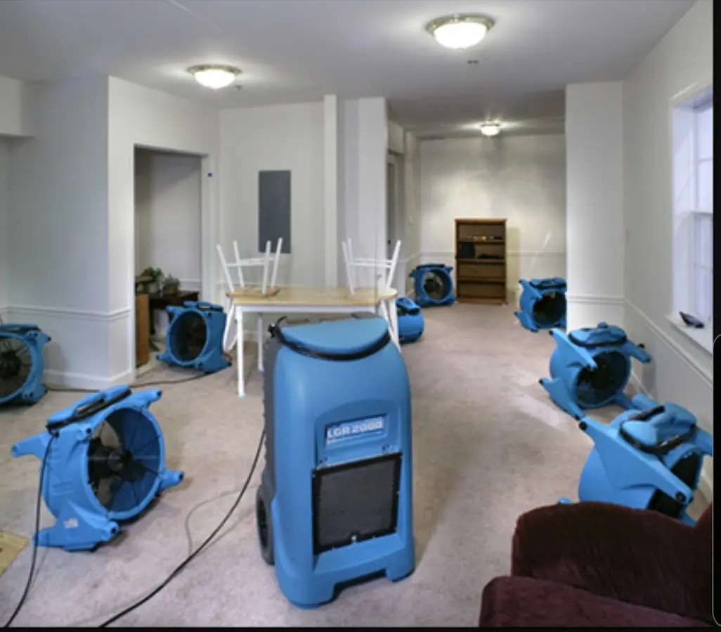 Air movers and dehumidifier setup for Water Damage Restoration in Palos Hills